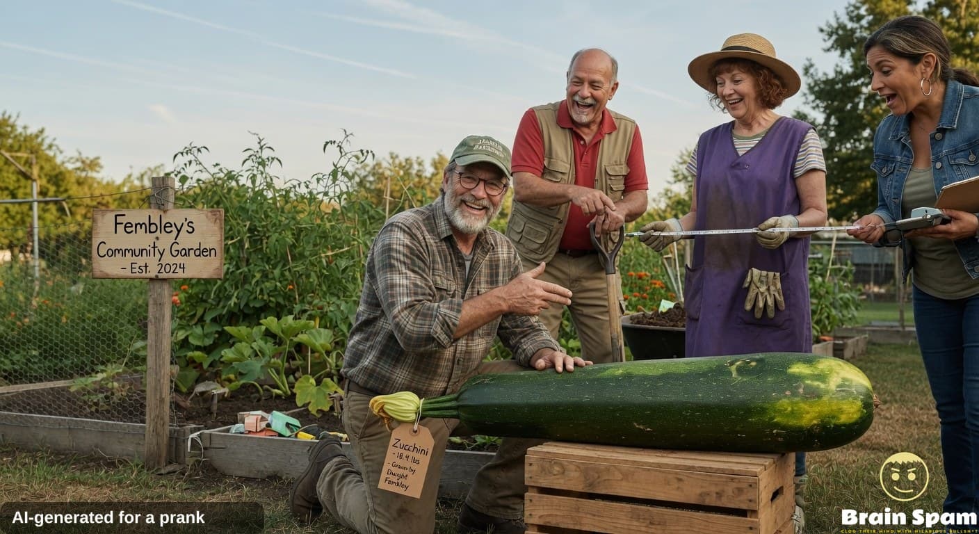Dwight fembley community garden produces exactly one zucchini